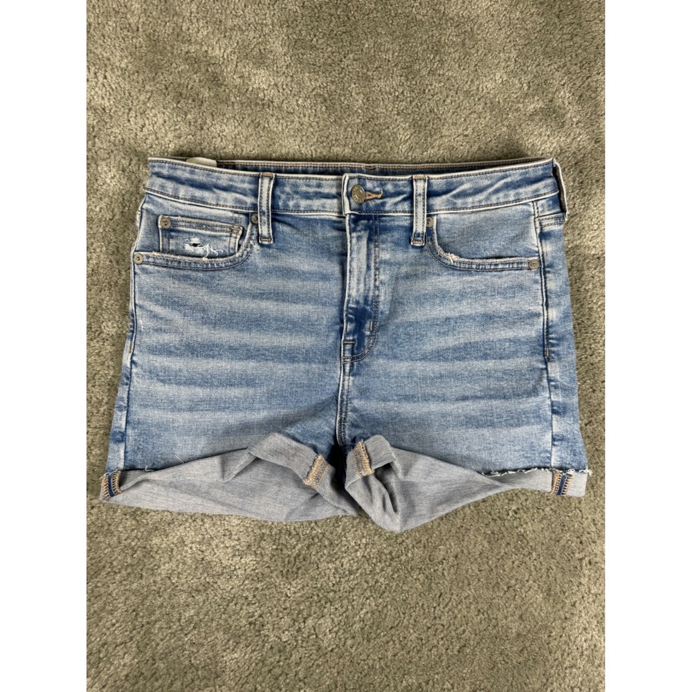 American Eagle Hi-Rise Shortie Denim Shorts Light Wash Blue Size 8